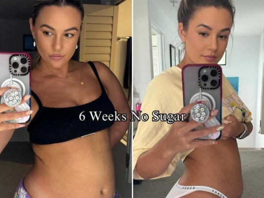 Influencer muestra su cuerpo después de seis semanas sin azúcar