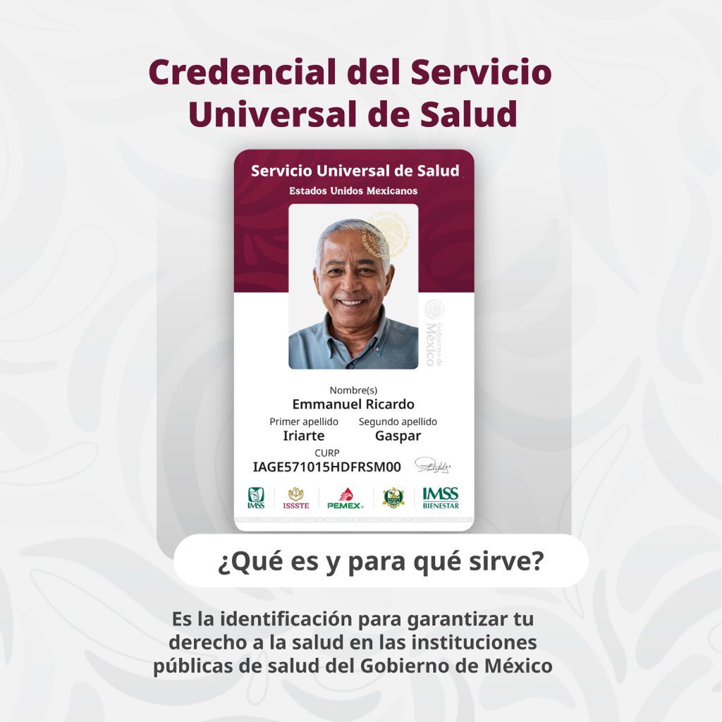 ¿Qué datos tendrá la credencial del Servicio Universal de Salud?