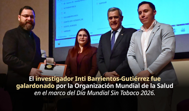 Investigador del INSP obtiene Premio de la OMS por contribuciones al control del tabaco y la regulación de nicotina